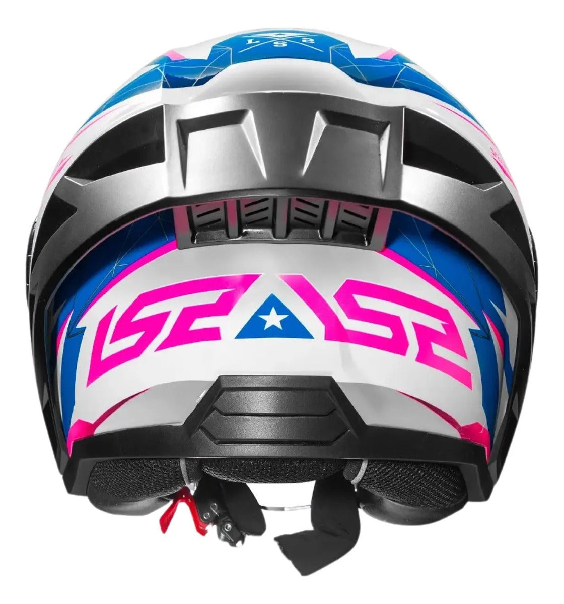 Capacete Ls2 Airflow 2 Draze Branco Azul Rosa Feminino Abert