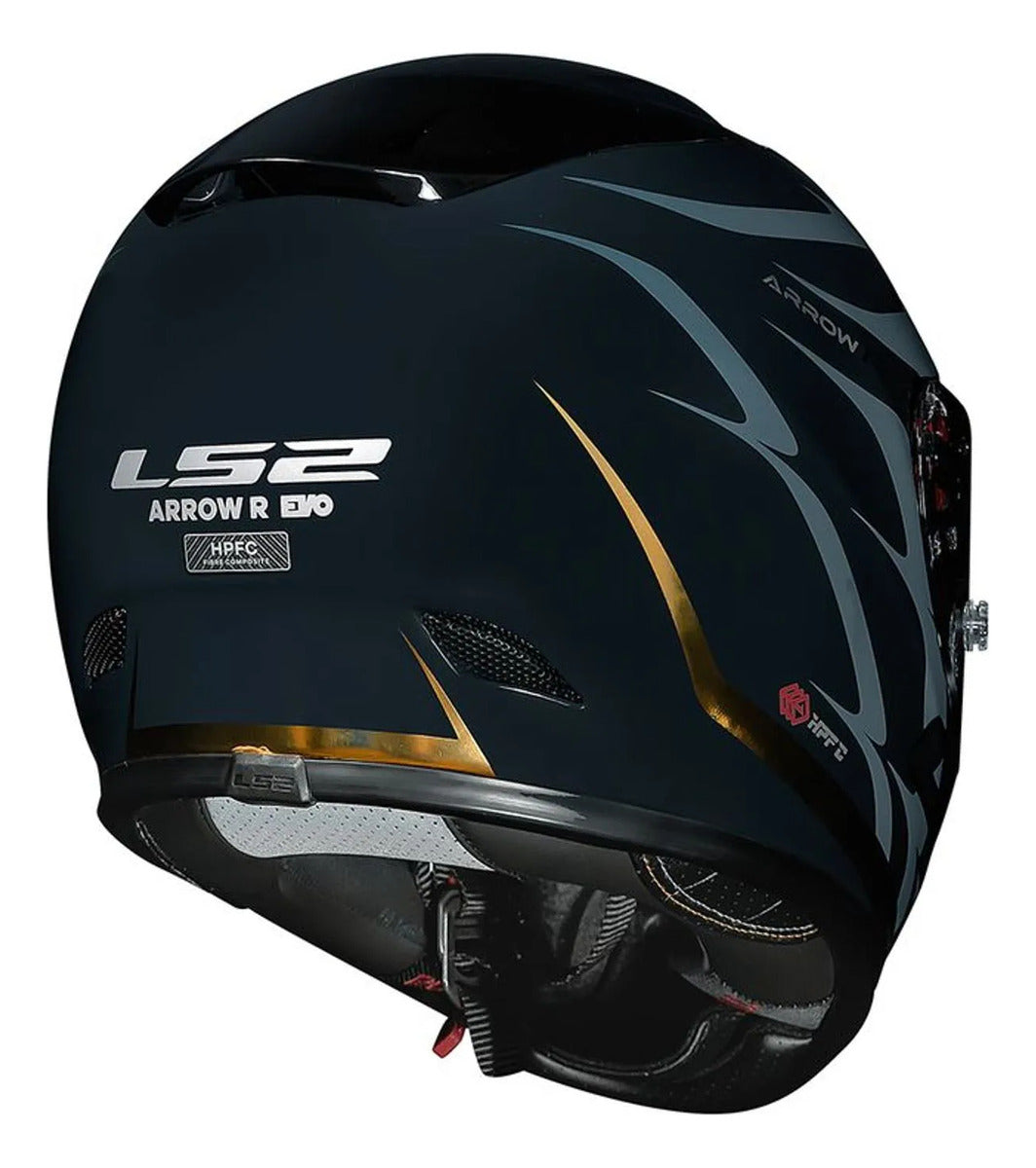 Capacete Ls2 Ff323 Arrow R Flames Azul Dourado