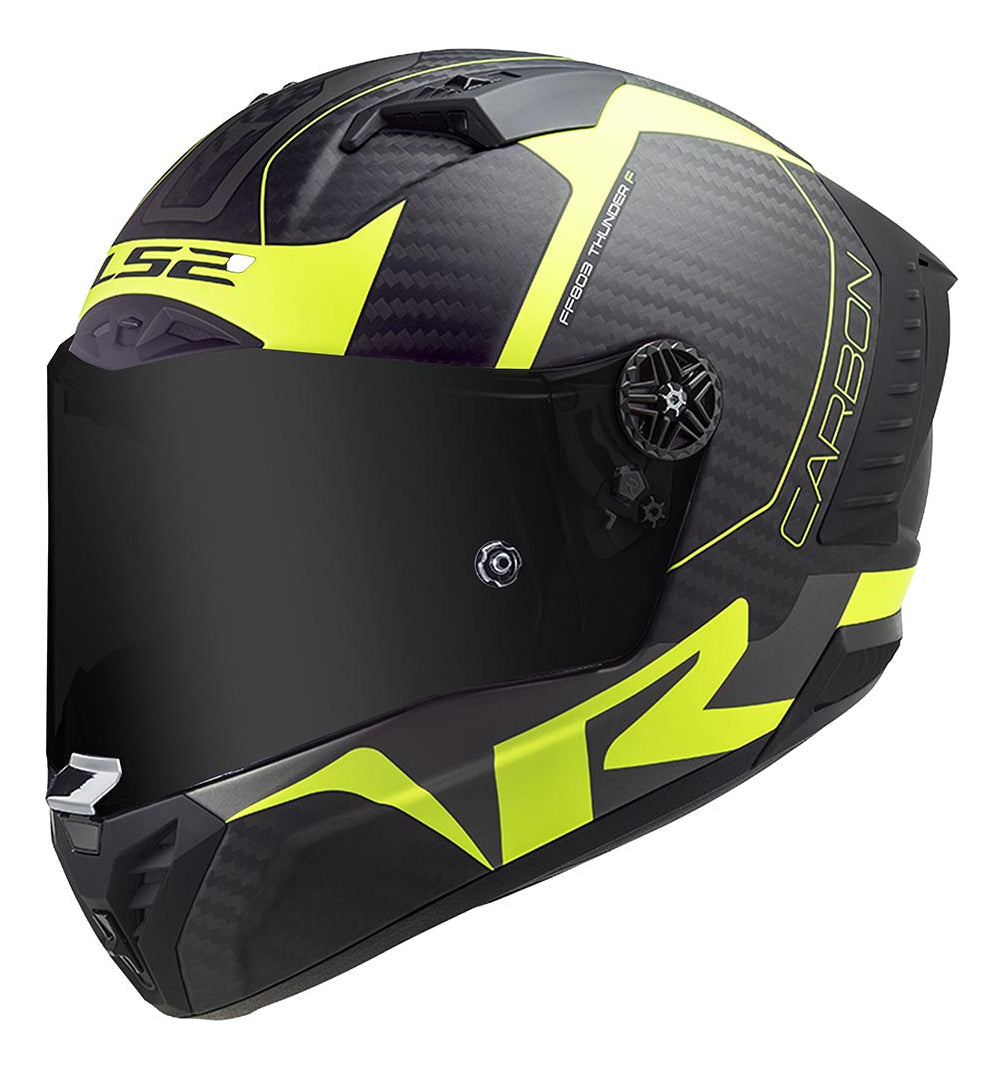 Capacete Ls2 Ff805 Thunder Carbon Racing 1 Preto Amarelo