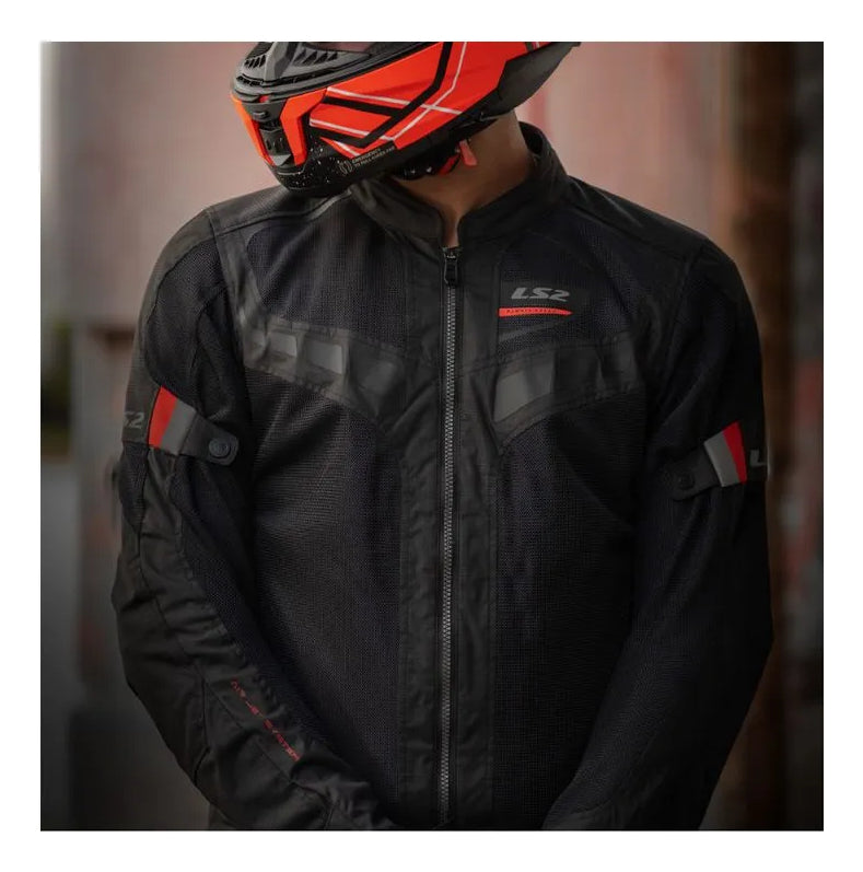 Jaqueta Ls2 Garda Masculina Motociclista Preto Vermelho