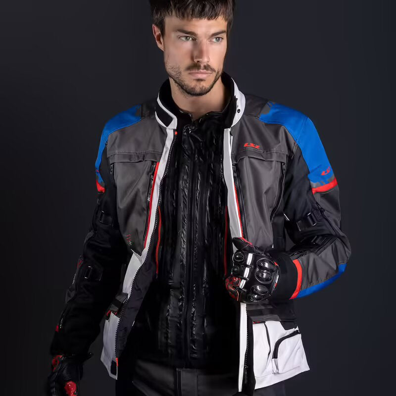 Jaqueta Ls2 Norway Azul Preto Cinza Vermelho