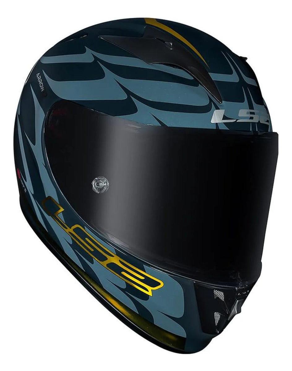 Capacete Ls2 Ff323 Arrow R Flames Azul Dourado