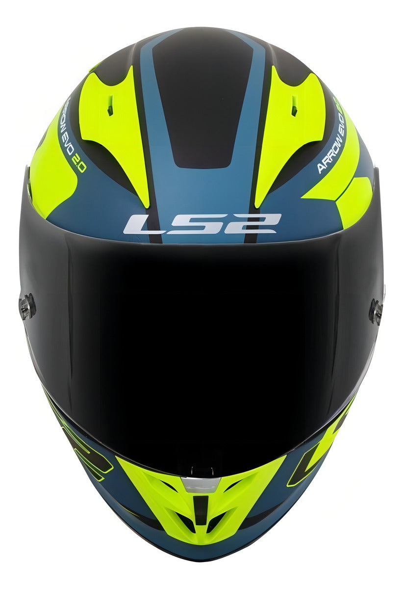 Capacete Ls2 Arrow R Ff323 Compete Cor Azul-fosco/Amarelo Tamanho do capacete 60/L