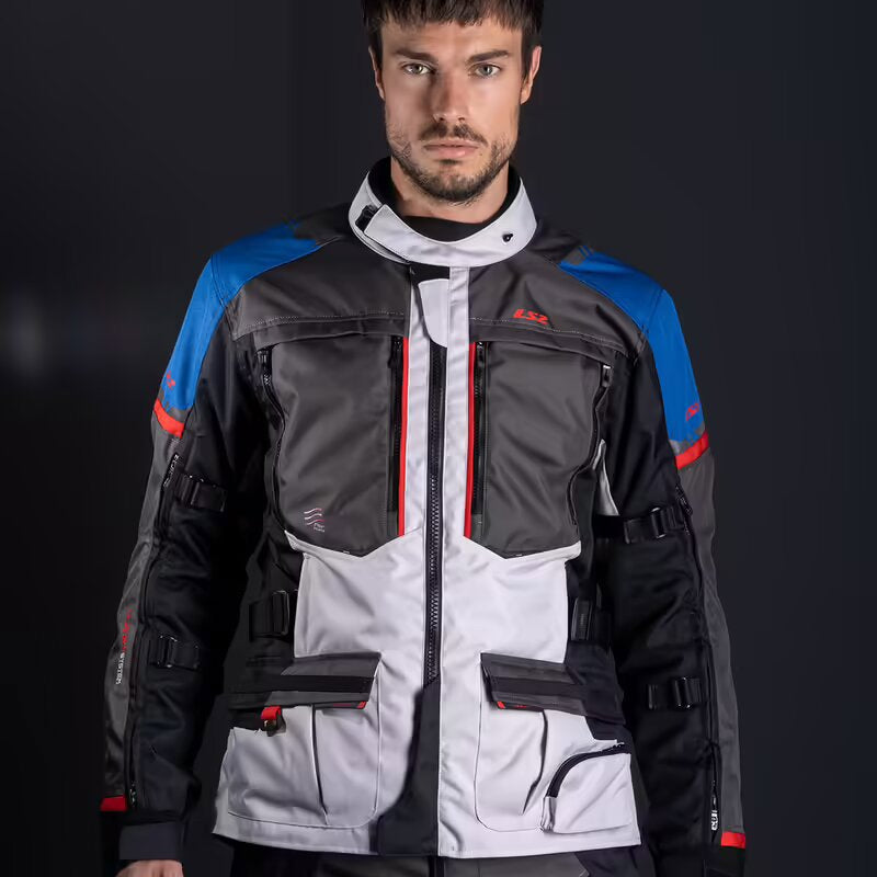 Jaqueta Ls2 Norway Azul Preto Cinza Vermelho