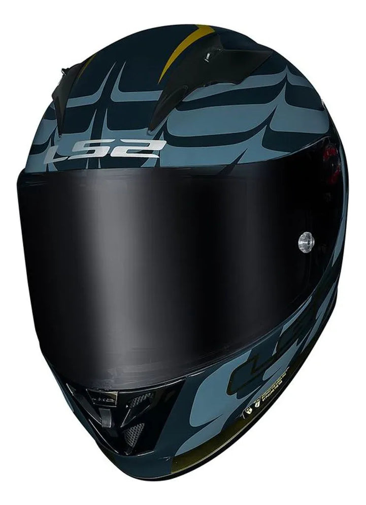 Capacete Ls2 Ff323 Arrow R Flames Azul Dourado