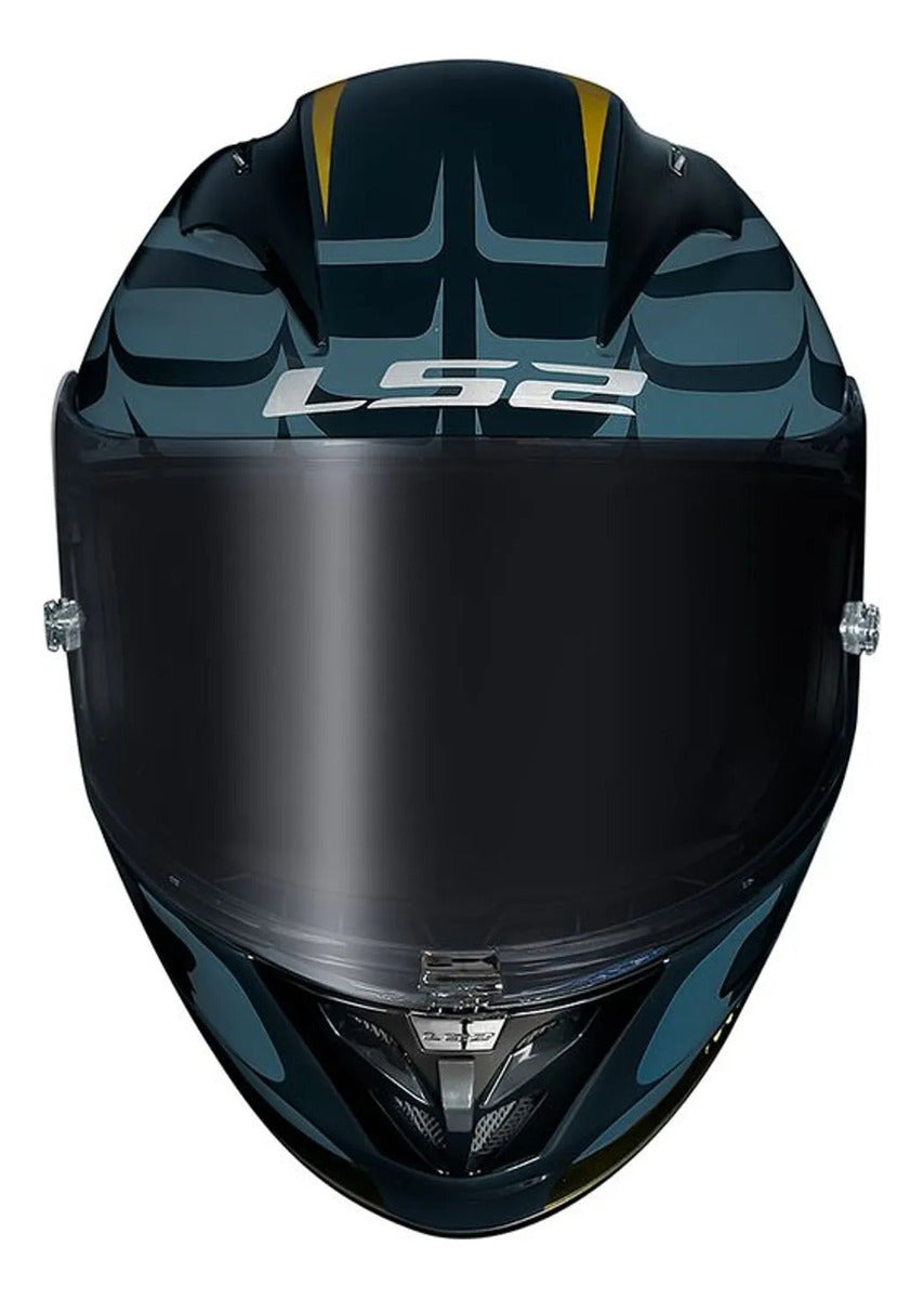 Capacete Ls2 Ff323 Arrow R Flames Azul Dourado