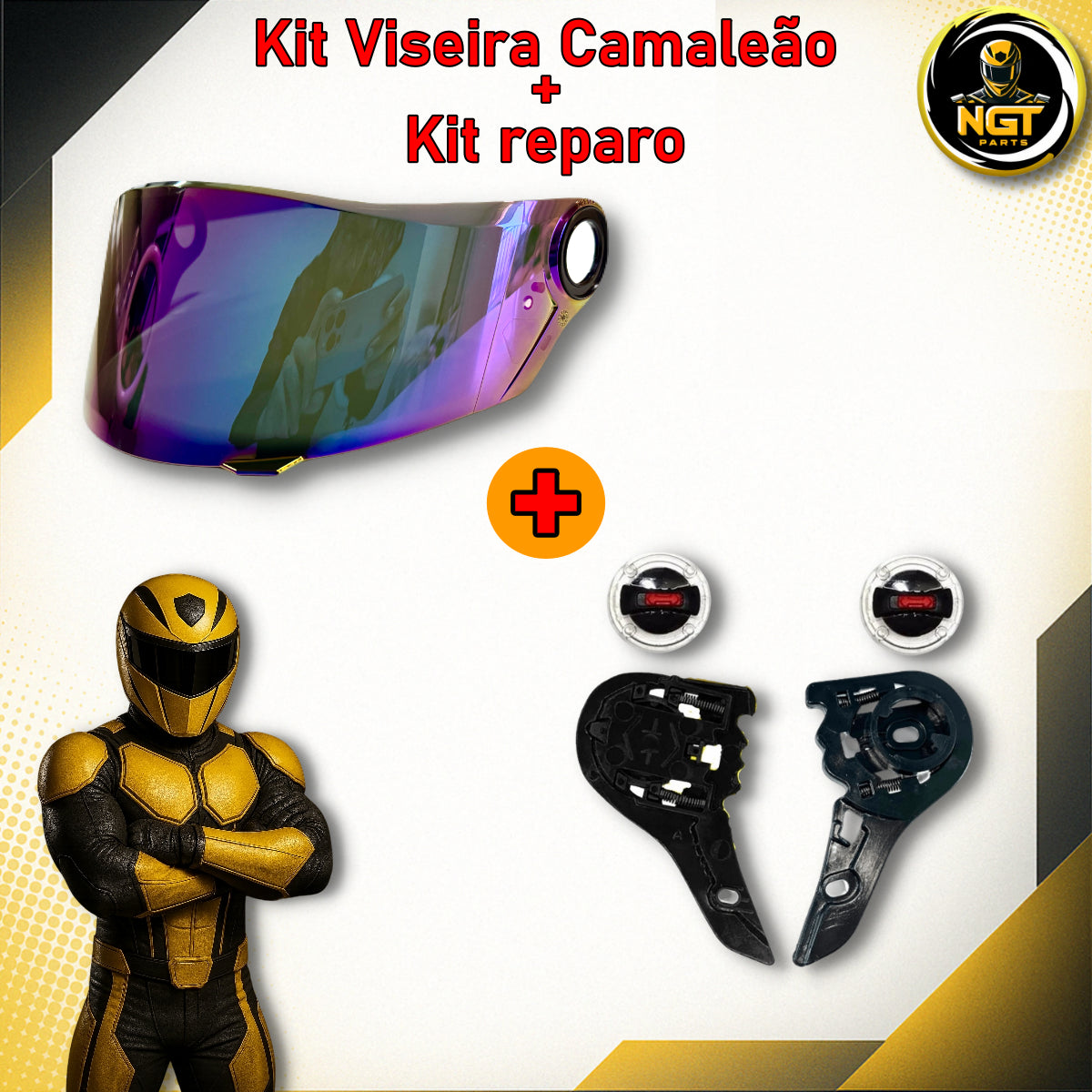 Viseira Camaleao + Kit Reparo Capacete Ls2 Ff358 Fw3 Gt Gtn