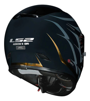 Capacete Ls2 Ff323 Arrow R Flames Azul Dourado