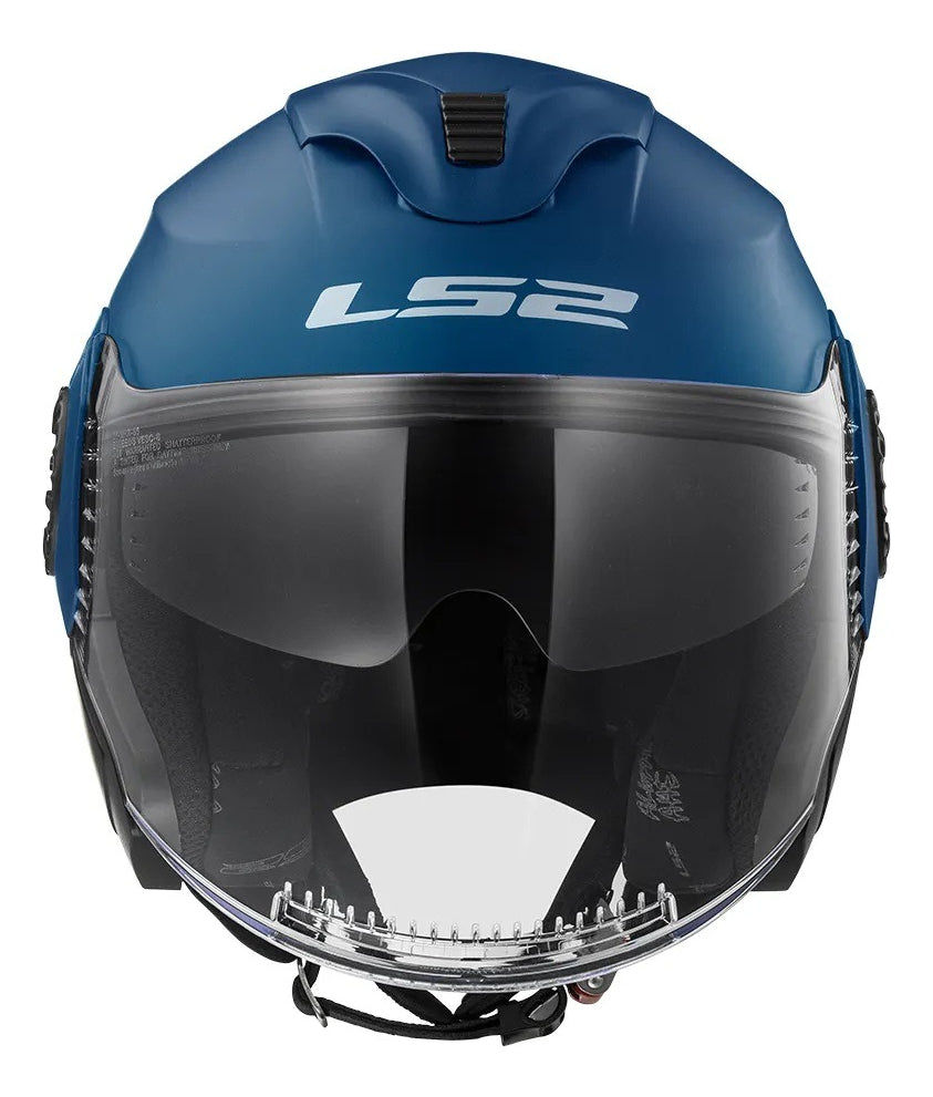 Capacete Ls2 Aberto Verso Of570 Monocolor Azul Fosco Xmax