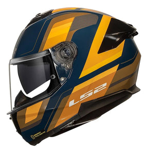 Capacete Ls2 Stream Ii Ff808 Vintage Azul Laranja Oculos Sol