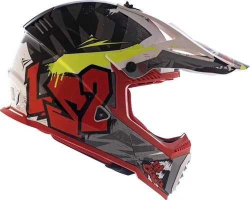 Capacete Ls2 Mx437 Fast Crusher Vermelho Motocross Mx Trilha