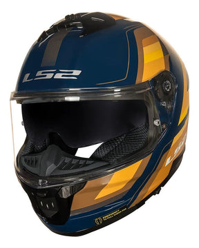 Capacete Ls2 Stream Ii Ff808 Vintage Azul Laranja Oculos Sol