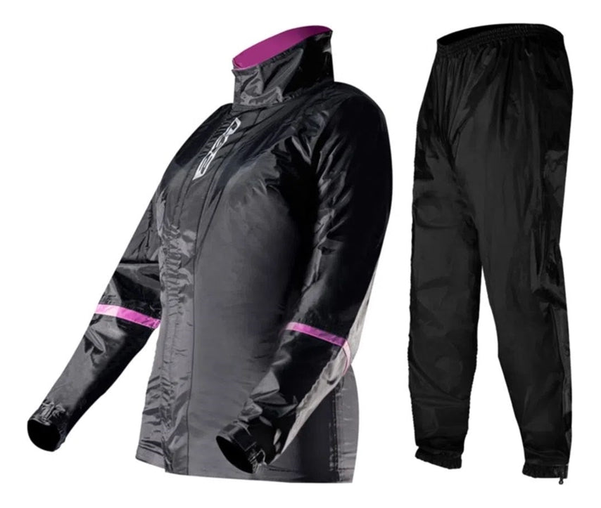 Capa De Chuva Ls2 Fluxus Evo Lady Preto Rosa Feminina