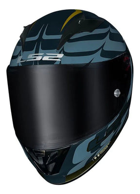 Capacete Ls2 Ff323 Arrow R Flames Azul Dourado
