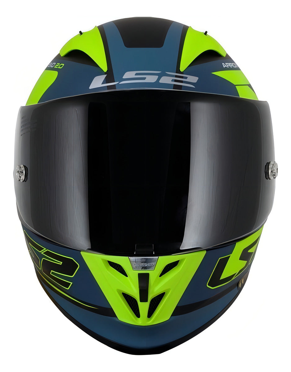 Capacete Ls2 Arrow R Ff323 Compete Cor Azul-fosco/Amarelo Tamanho do capacete 60/L