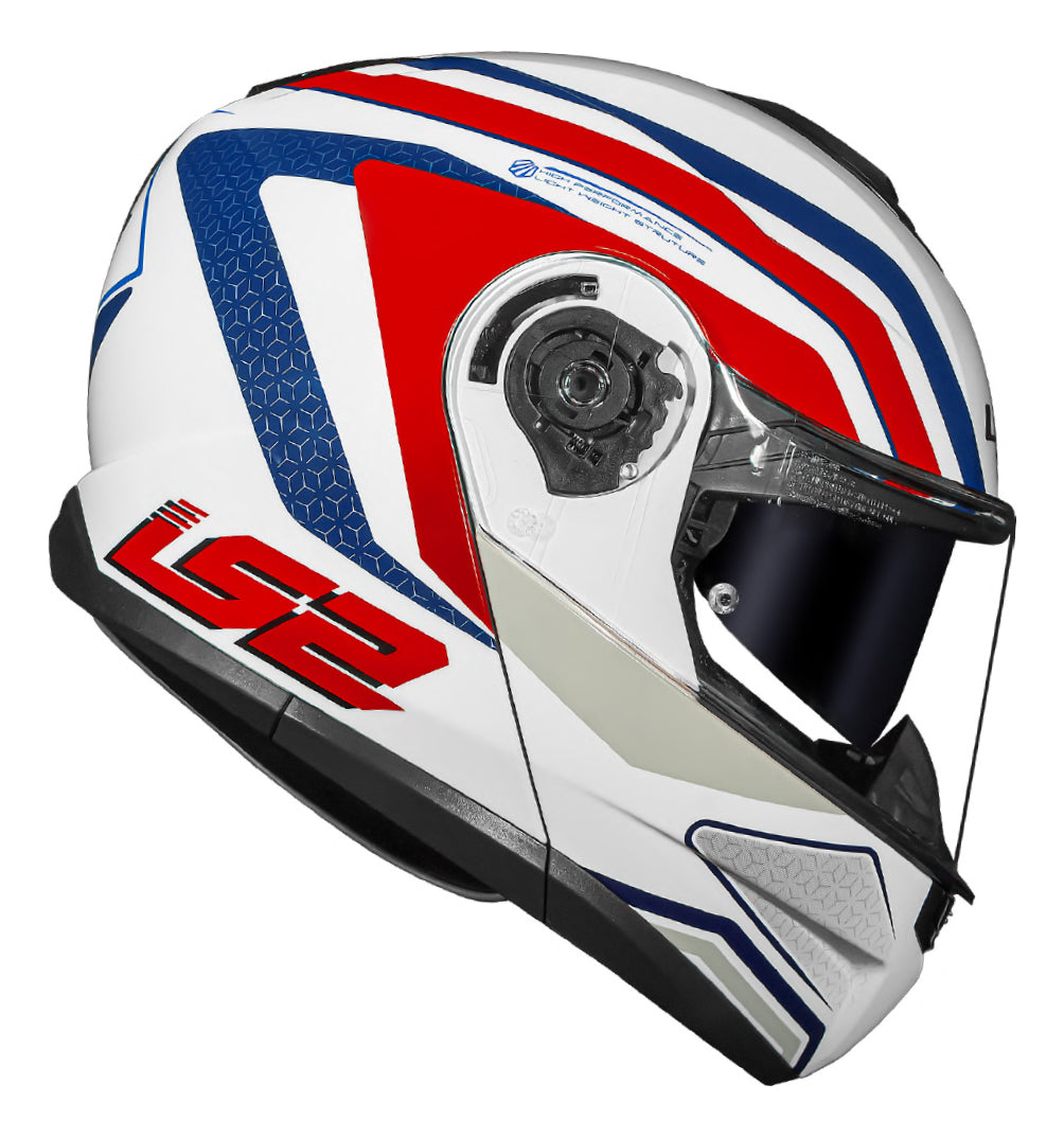 Capacete Ls2 Ff908 Strobe Ii Panthon Branco Azul Vermelho