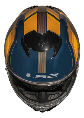 Capacete Ls2 Stream Ii Ff808 Vintage Azul Laranja Oculos Sol